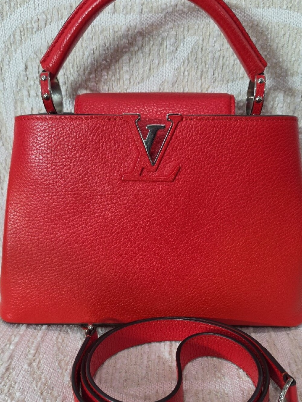 Louis Vuitton Red Capucines BB Leather Top-Handle Satchel with Strap - Picture 2 of 13